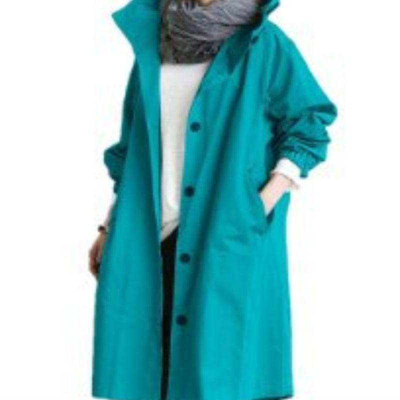 Windproof Women's Trench Coat – Hooded Waterproof Outdoor Jacket