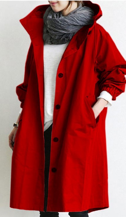 Windproof Women's Trench Coat – Hooded Waterproof Outdoor Jacket