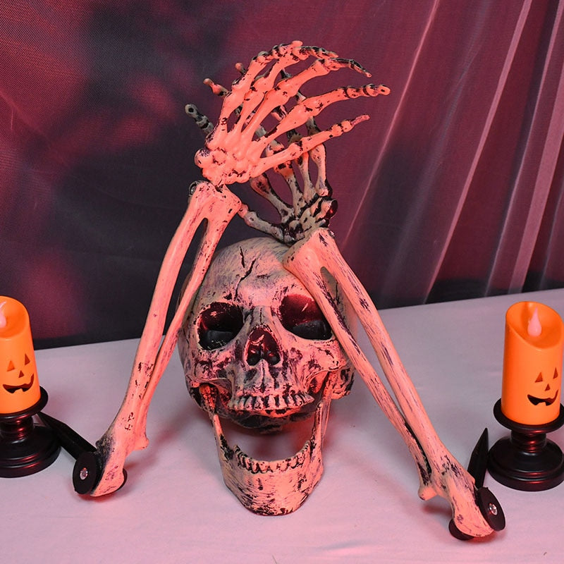 Bone-Tone Skull and Skeletal Arm Decoration Set
