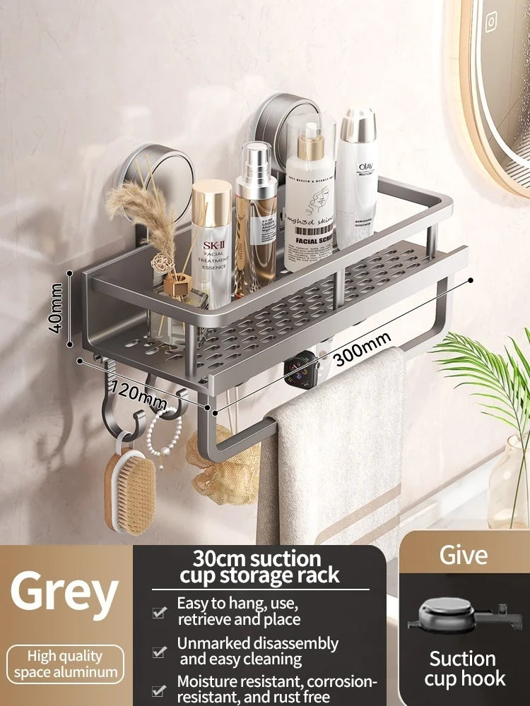 Suction Cup Bathroom Shelf – No Drill, 3 Sizes & Waterproof Wall Mount