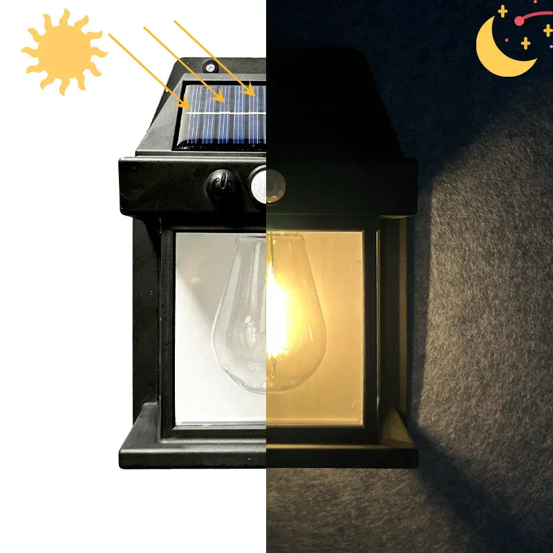 Solar Lantern Wall Light Set of 2 – Motion Sensor &amp; Auto On/Off