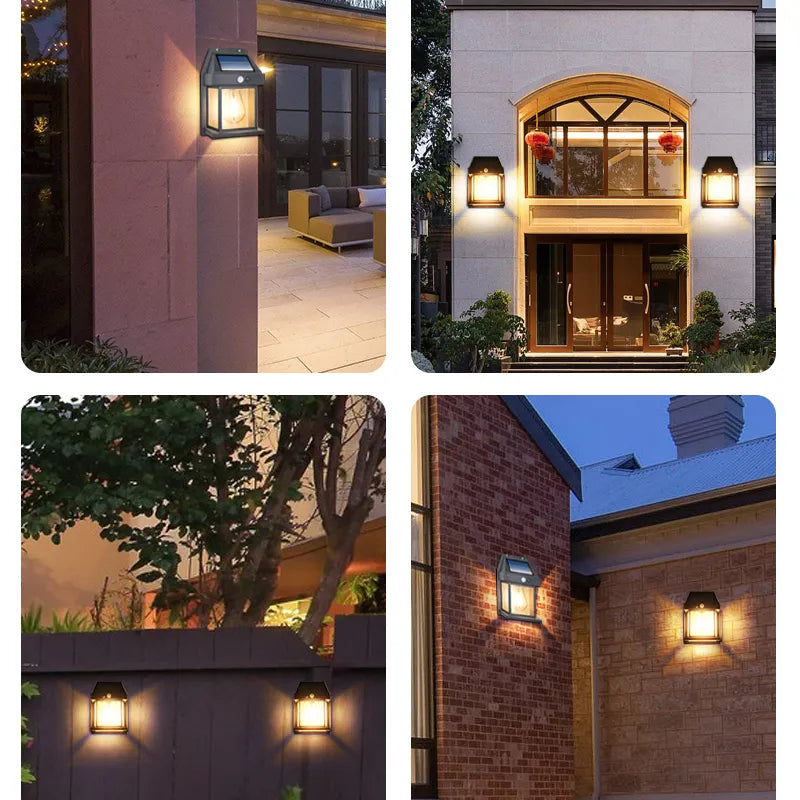 Solar Lantern Wall Light Set of 2 – Motion Sensor &amp; Auto On/Off