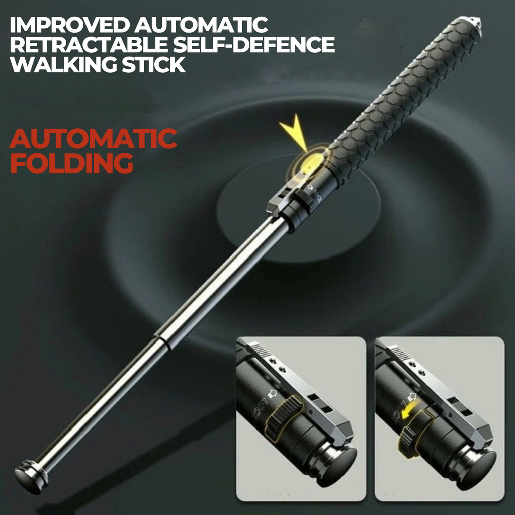 Self-Defense Walking Stick – Automatic Anti-Slip Grip & Hiking Safety