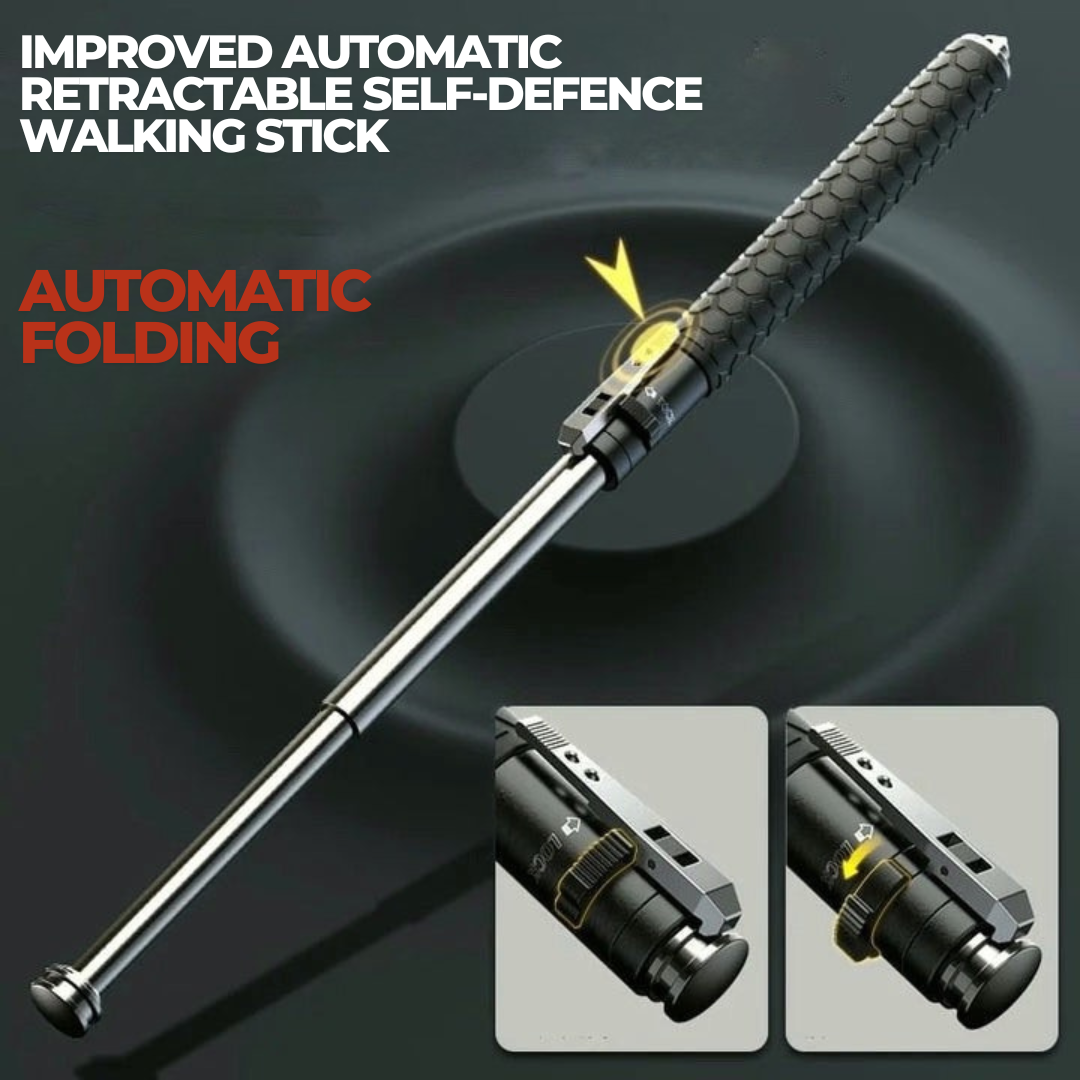 Self-Defense Walking Stick – Automatic Anti-Slip Grip & Hiking Safety