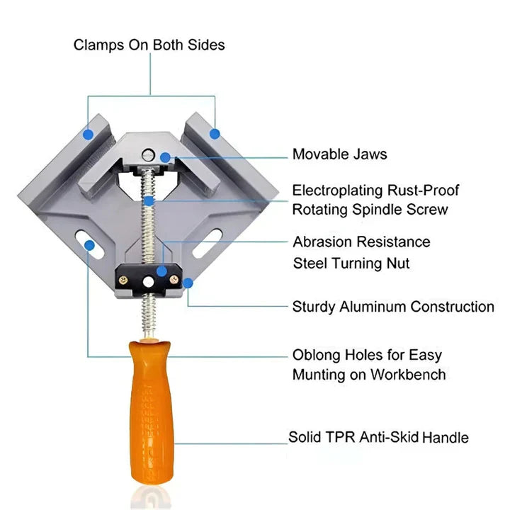 90° Aluminium Corner Clamp – Precision Woodworking & Perfect Right Angle Joiner