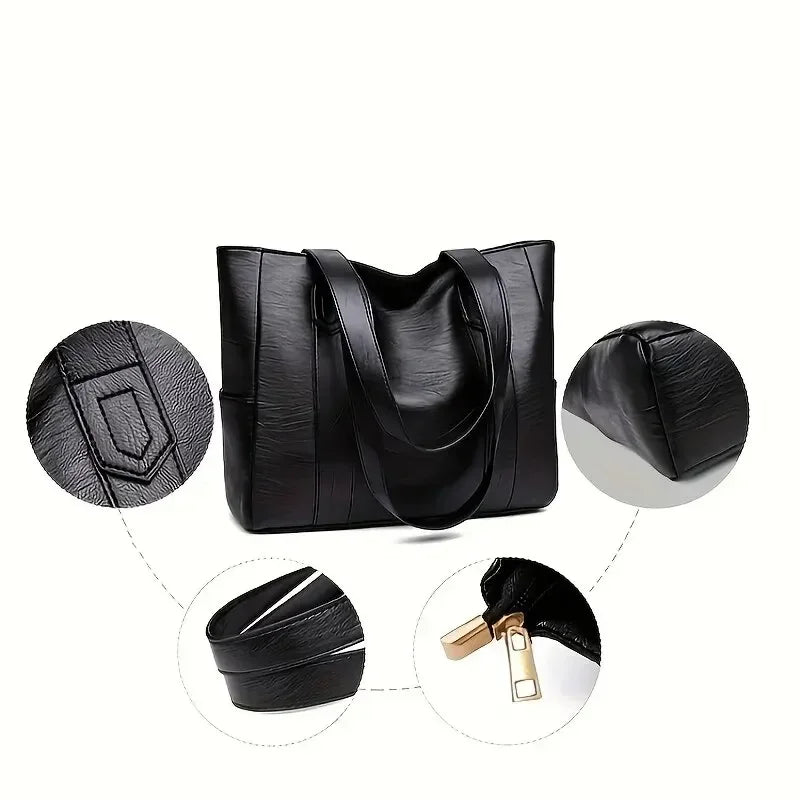 Leather Shoulder Bag – Retro Elegant Smooth Surface & Vintage Style