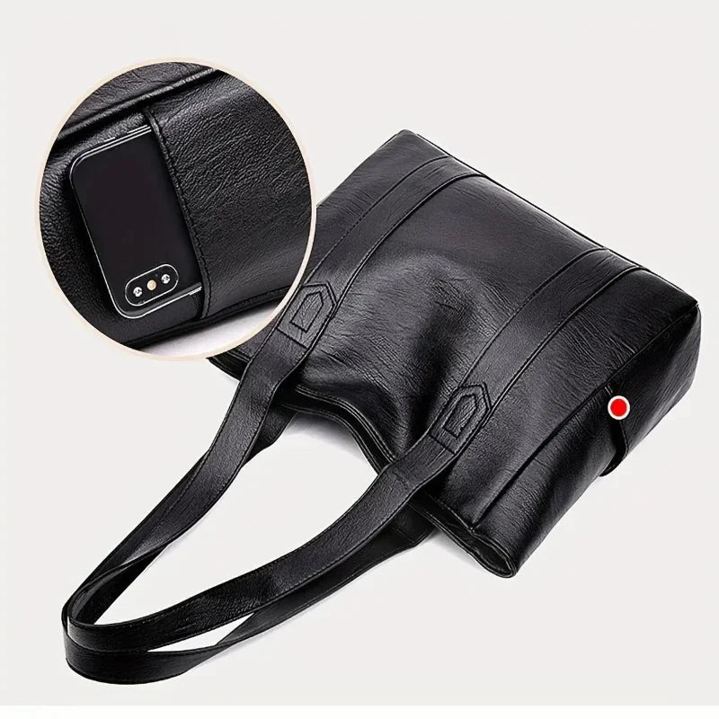 Leather Shoulder Bag – Retro Elegant Smooth Surface & Vintage Style