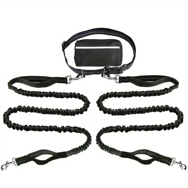 Hands-Free Dog Walking Leash – Bag Dispenser Included, Waist Clip & Durable