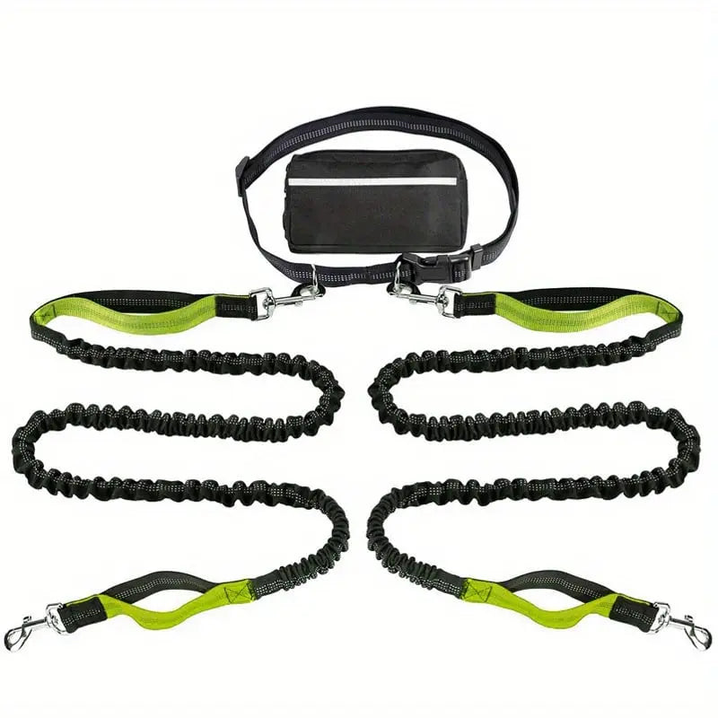 Hands-Free Dog Walking Leash – Bag Dispenser Included, Waist Clip & Durable