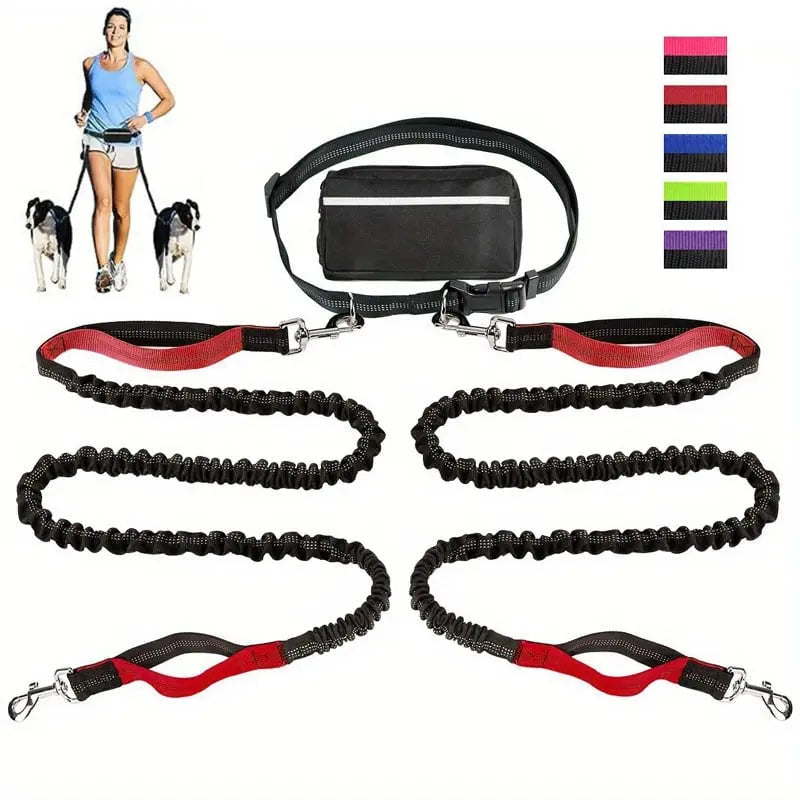 Hands-Free Dog Walking Leash – Bag Dispenser Included, Waist Clip & Durable