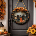 Witch Folklore Wood Halloween Door Hanging Sign