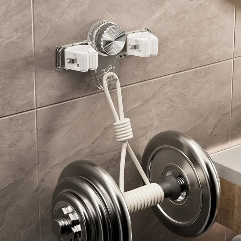 Space-Saving Broom & Tool Holder – No Drill, Wall Mount & 4 Hook Slots