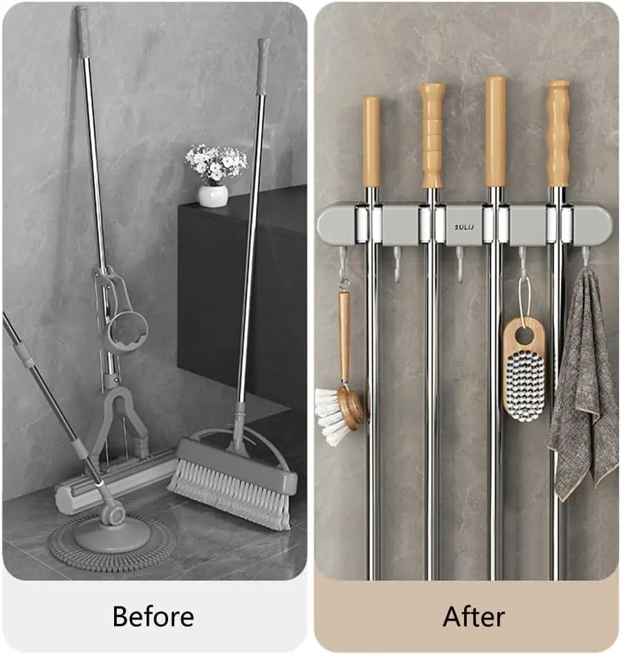 Broom & Mop Wall Holder – Space-Saving Mounting & Secure Tool Storage Rack