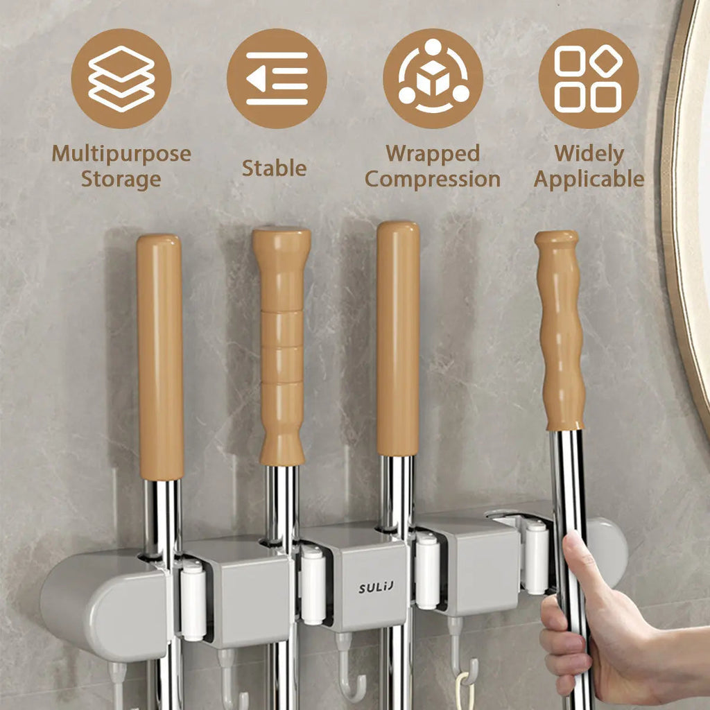 Broom & Mop Wall Holder – Space-Saving Mounting & Secure Tool Storage Rack