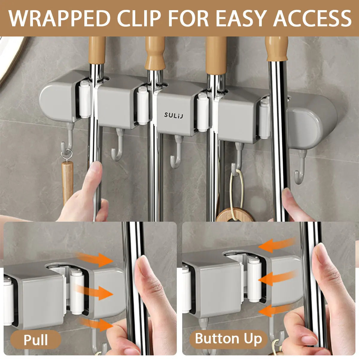 Broom & Mop Wall Holder – Space-Saving Mounting & Secure Tool Storage Rack