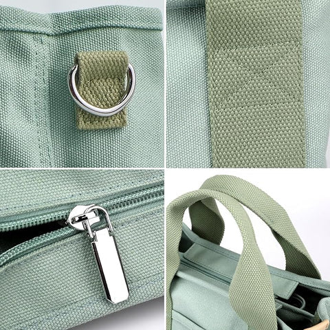 Japanese-Inspired Canvas Tote Bag – Inner Pockets, Lightweight & Reusable