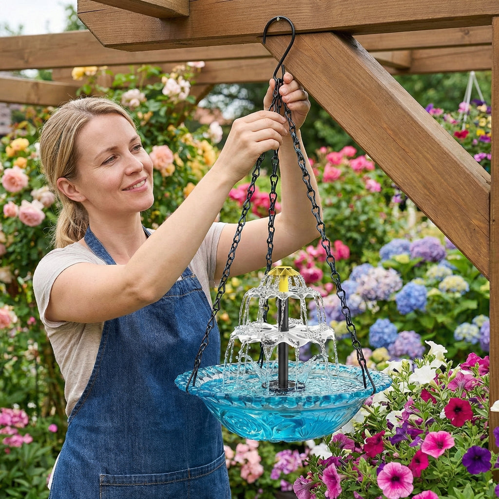Solar Bird Bath Fountain – Two-Tier Garden Water Feature & No Power Needed