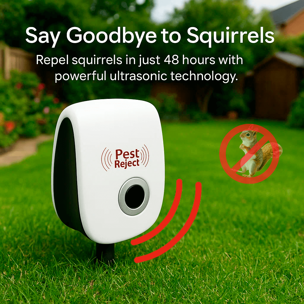 Ultrasonic Squirrel Repeller – Solar Pest Control Device for Gardens & Yards