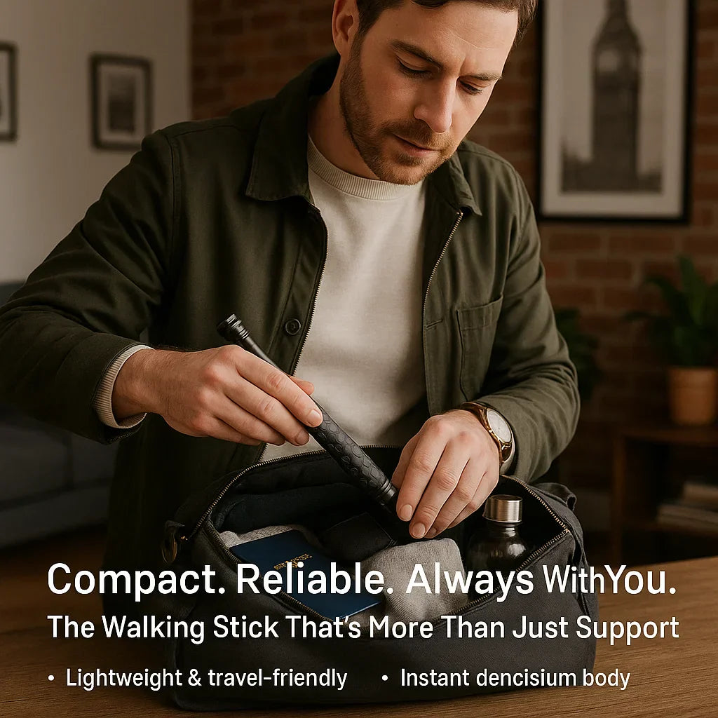 Self-Defense Walking Stick – Automatic Anti-Slip Grip & Hiking Safety