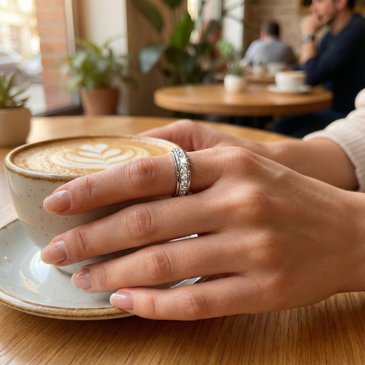 Zirconia Spinning Ring – Anti-Anxiety Rotating Band, Crystal & Elegant