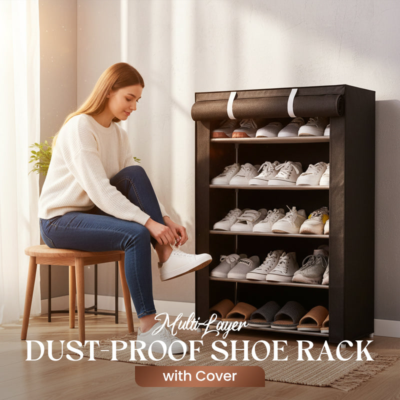 Fabric Shoe Rack with Steel Frame – 6 or 8 Tiers & Space-Saving