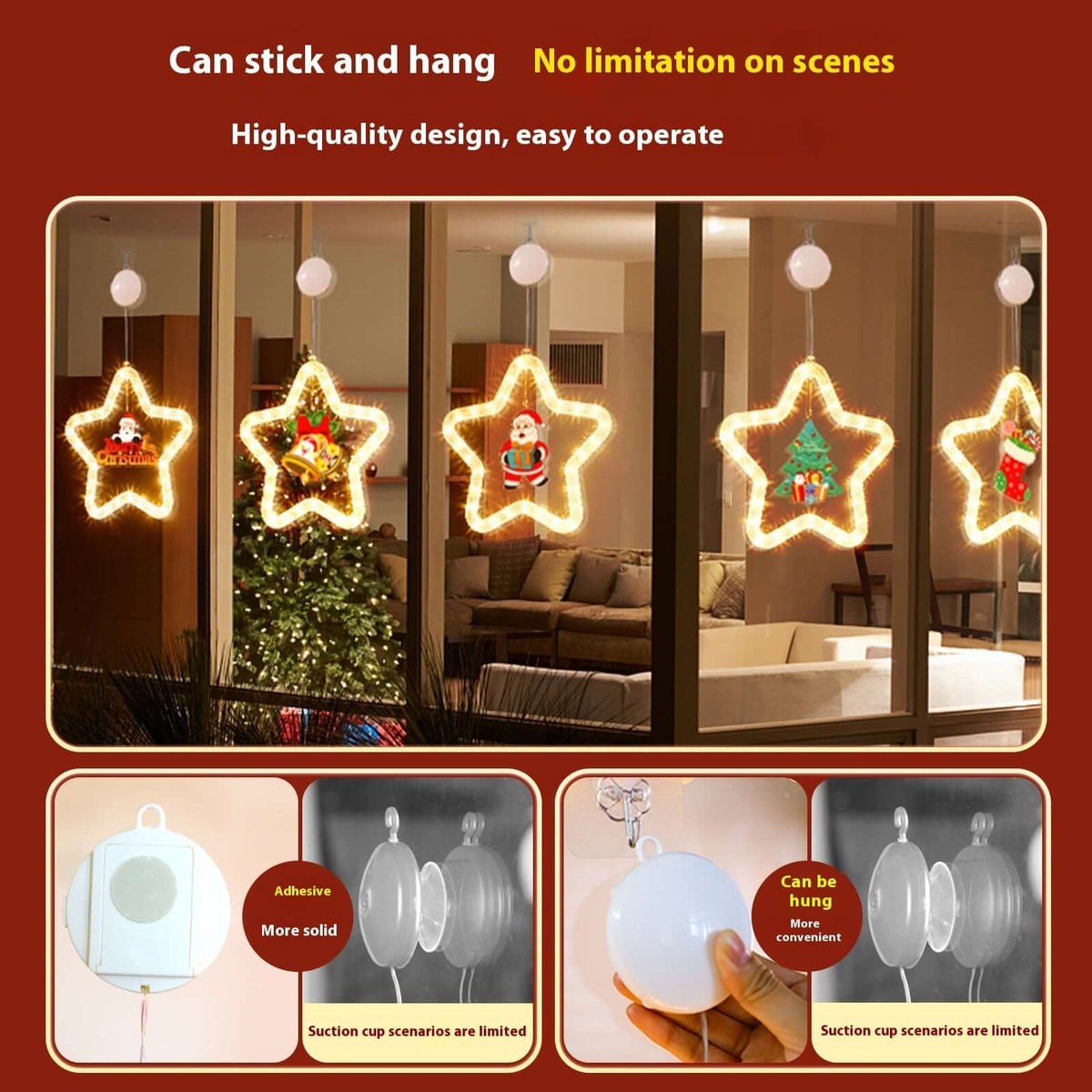 LED Christmas Marquee Star Pendant Light – Battery Operated Hanging Decoration