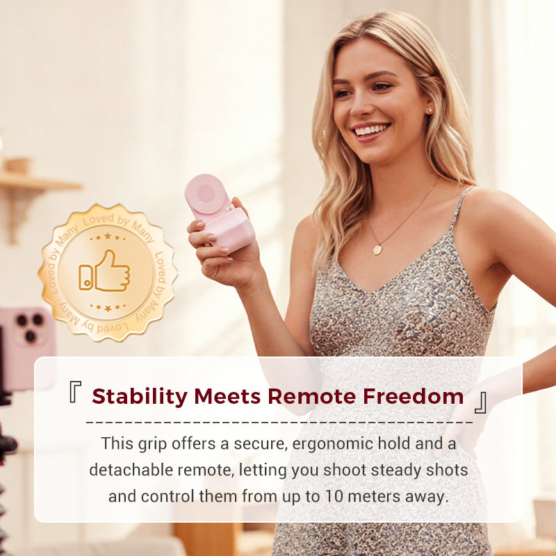 Smartphone Grip with Bluetooth Remote Shutter – Steady &amp; 180° Mount