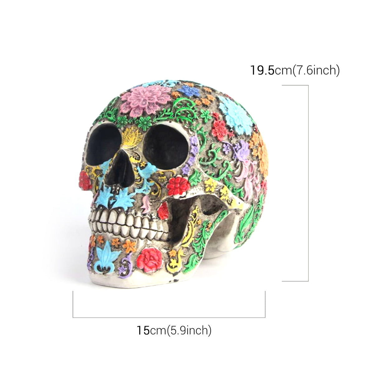 Colorful Resin Sugar Skull Figurine