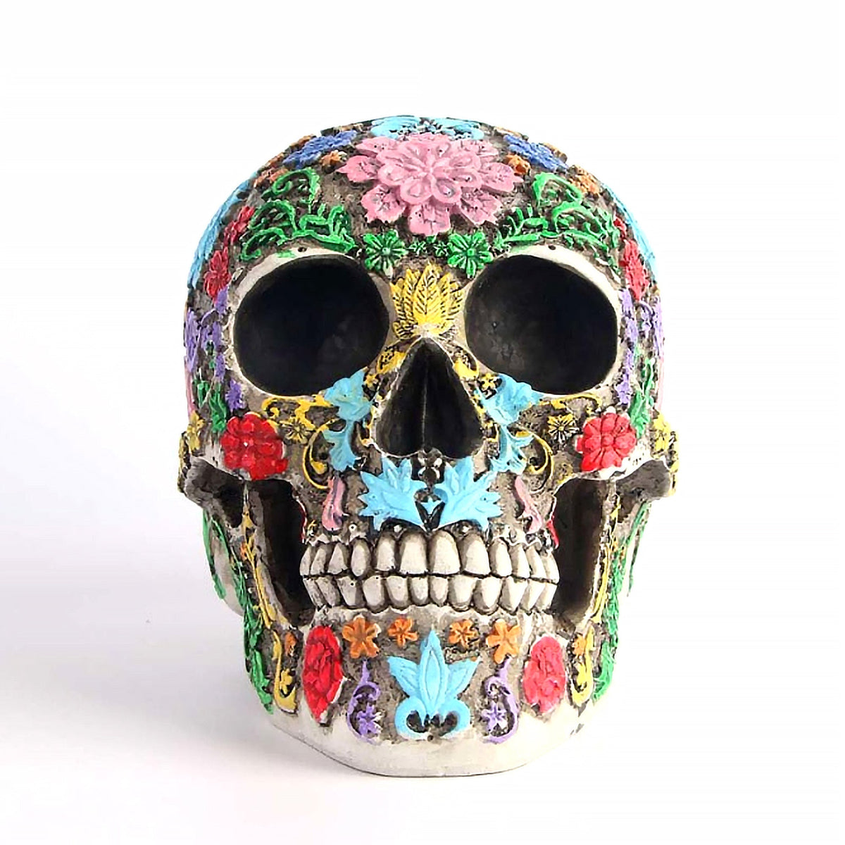 Colorful Resin Sugar Skull Figurine