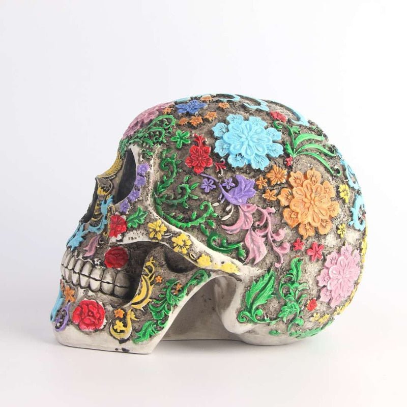 Colorful Resin Sugar Skull Figurine