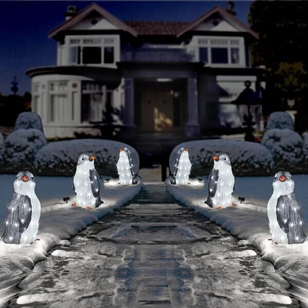 Christmas Penguin Decorations – 3-Piece Lighted Holiday Set
