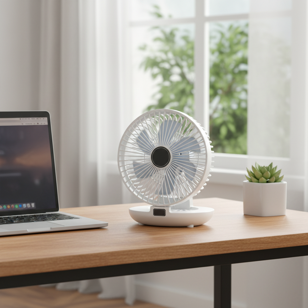 Portable Oscillating Desk Fan - Mesh Foldable Cooling Fan for Home & Office