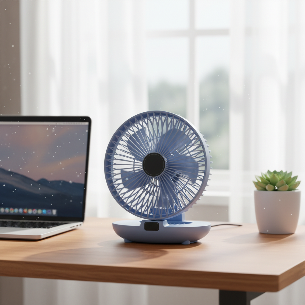 Portable Oscillating Desk Fan - Mesh Foldable Cooling Fan for Home & Office