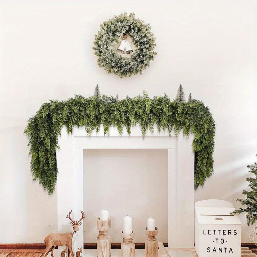 Artificial Greenery Christmas Garland – Art Deco Mantle and Stair Trim, 2 Pack