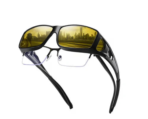 Night Driving Over-Glasses – Anti-Glare Yellow Lens, Fit Over & Scratch-Resistant