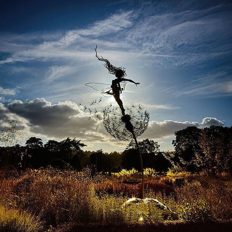 Dancing Fairy Steel Garden Statue – Weather-Resistant Outdoor Decor