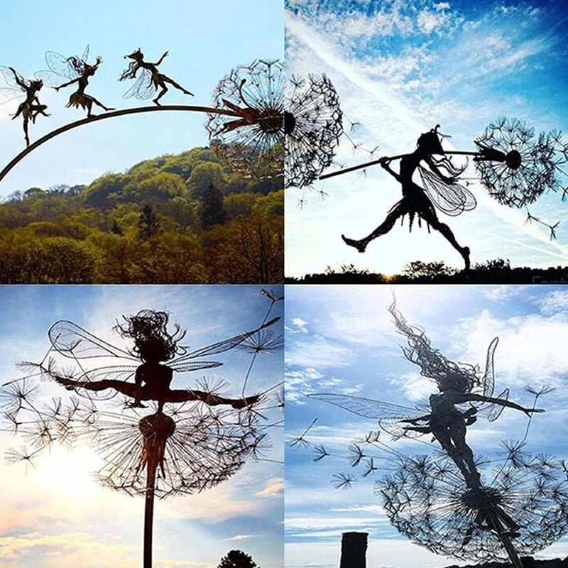 Dancing Fairy Steel Garden Statue – Weather-Resistant Outdoor Decor