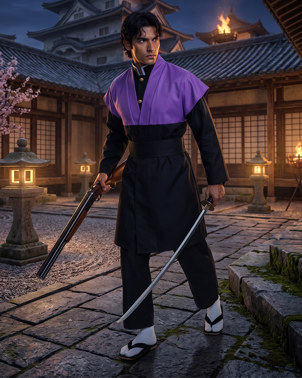 Men’s Purple and Black Warrior Costume Set