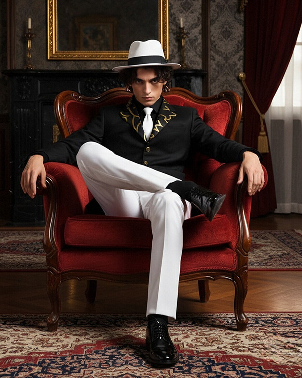Men’s Black and White Villain Costume Set