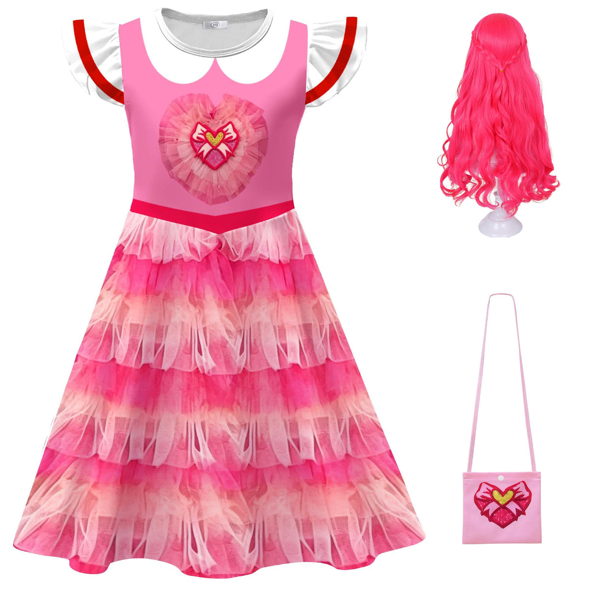 Girls’ Pink Princess Dress and Crossbody Bag Set