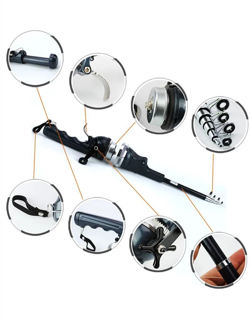 Telescopic Fishing Rod 134cm – Integrated Reel &amp; Portable Design