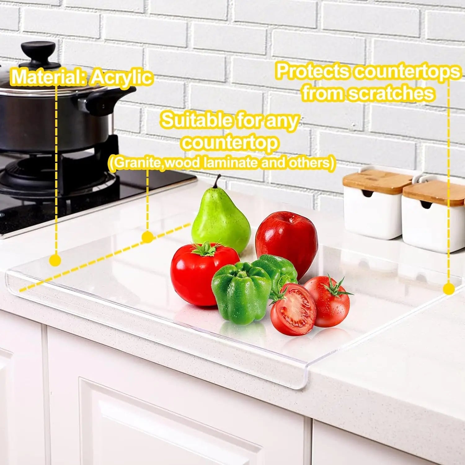 Clear Acrylic Cutting Board with Counter Lip