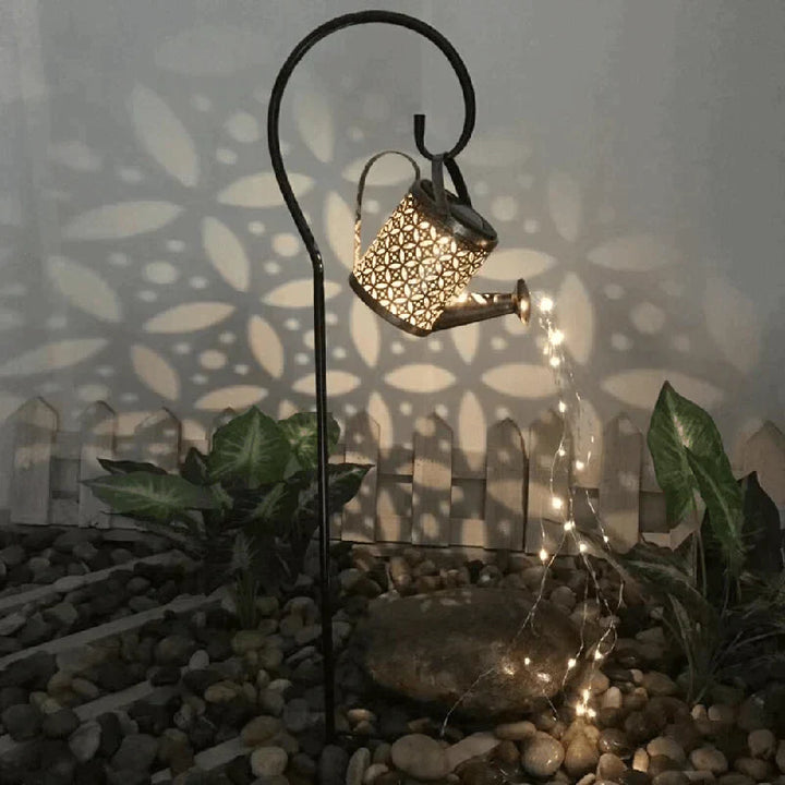 Solar Garden Lamp Watering Can Design – Rain Sound &amp; Decorative