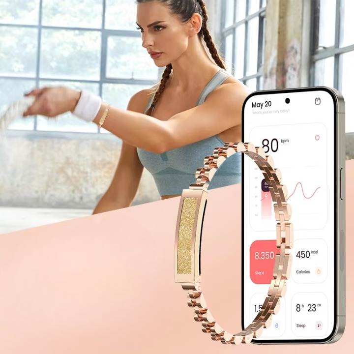 Smart Fitness Bracelet – Stainless Steel Jewelry Design & Bluetooth Tracker