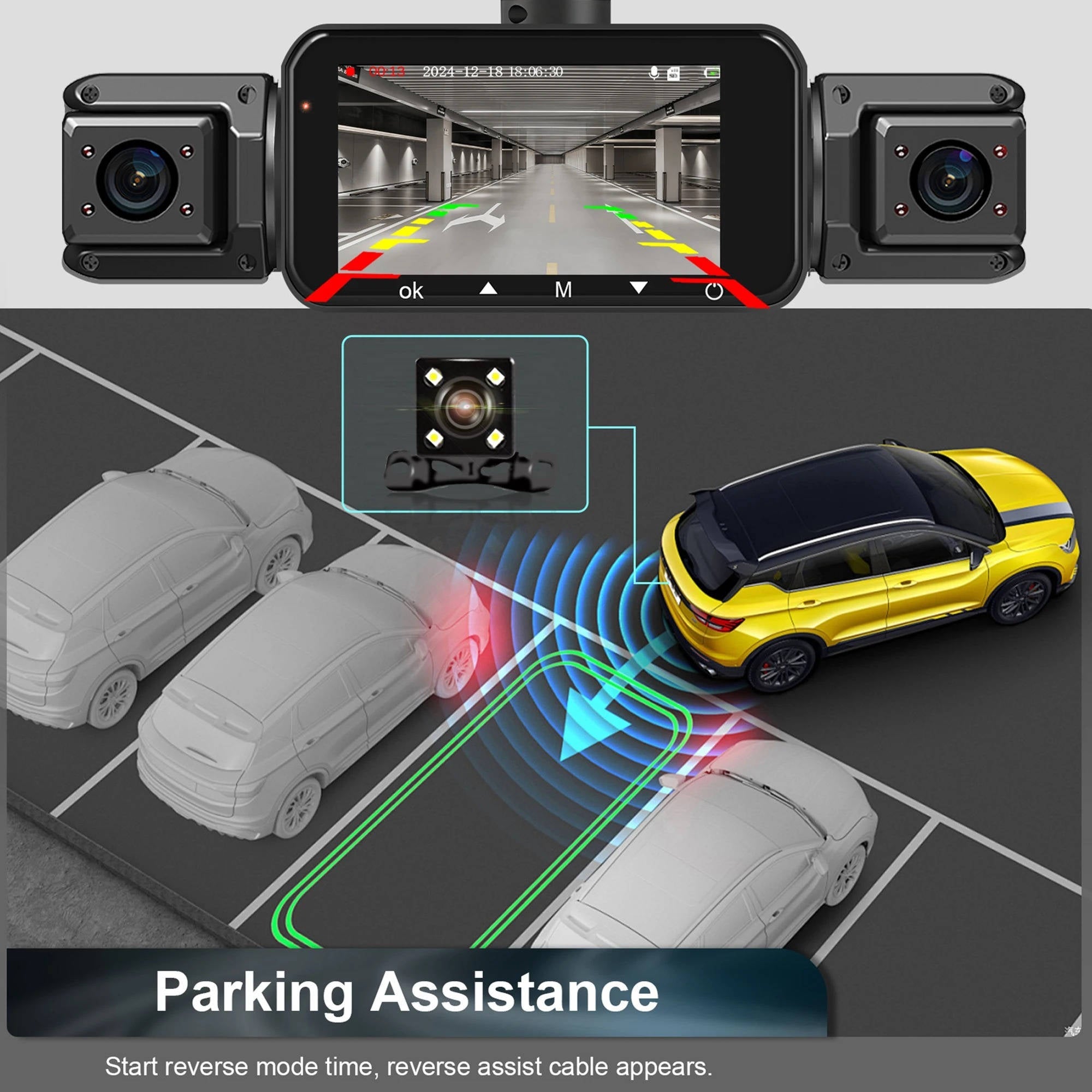 Wireless Car Dash Cam Front And Rear With Night Vision