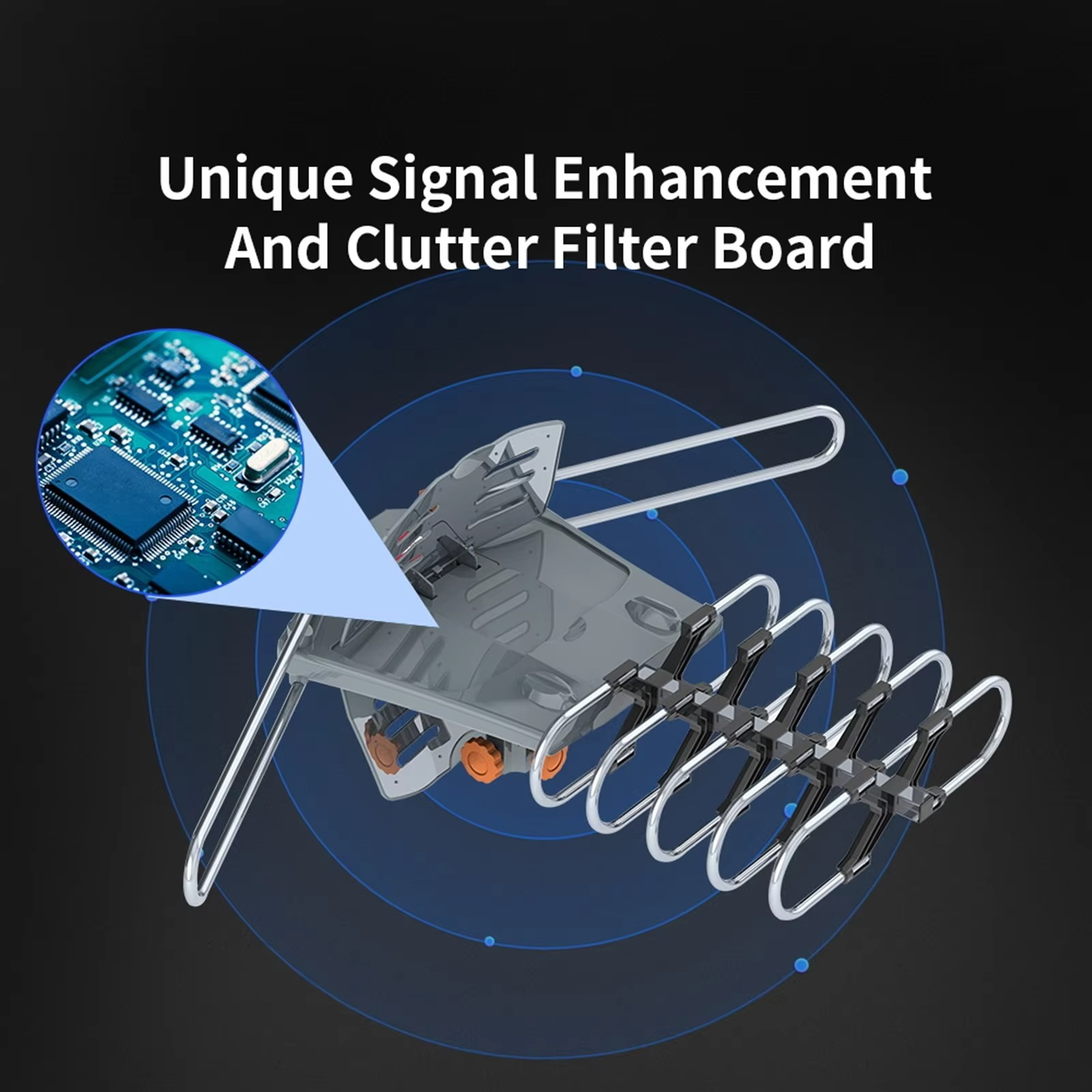 Long Range Digital HD TV Antenna With Full 360 Directional Motor And Mounting Pole