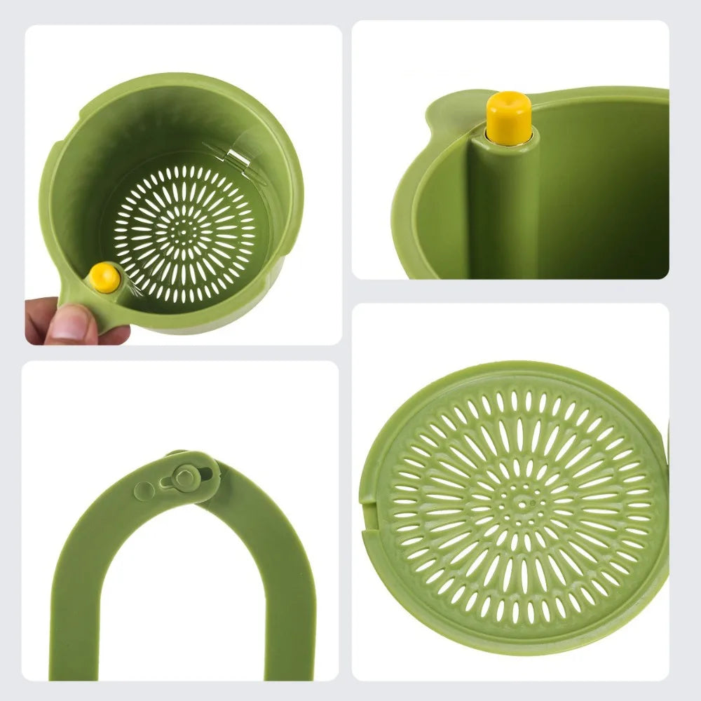 Hanging Drain Basket – Two-Part Filter & One-Click Empty Sink Organizer