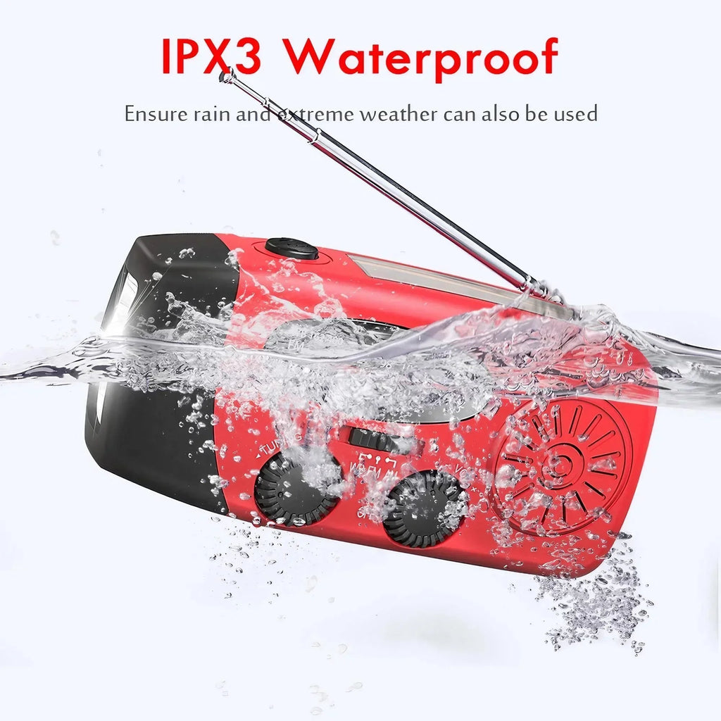 Multifunctional Hand Crank Emergency Radio with Power Bank & Flashlight