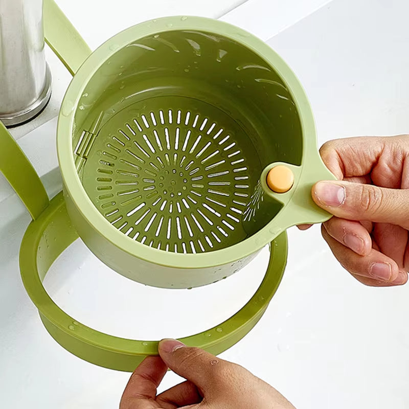 Hanging Drain Basket – Two-Part Filter & One-Click Empty Sink Organizer