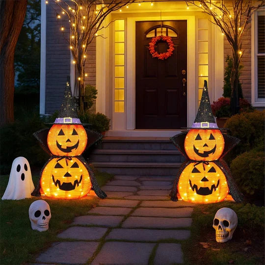 Collapsible Lighted Halloween Pumpkin Decoration, Indoor and Outdoor
